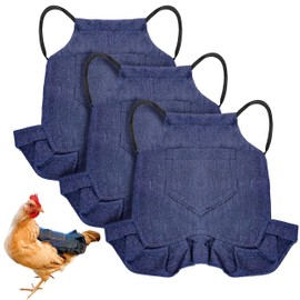 BuleVina 3PCS Chicken Overalls Saddles Hen Jacket Apron with Elastic Strap Poultry, Wing Feather Protector Hen Care Supplies Chicken Dress Denim Clothes Vest Harnesses for Duck Geese