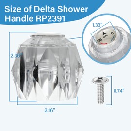 RP2391 Single Clear Knob Handle Kit with Button and Set Screw Replacement for Delta Faucet Perfect Match to The Original and Perfect Fit to The Diamond Shape Shaft