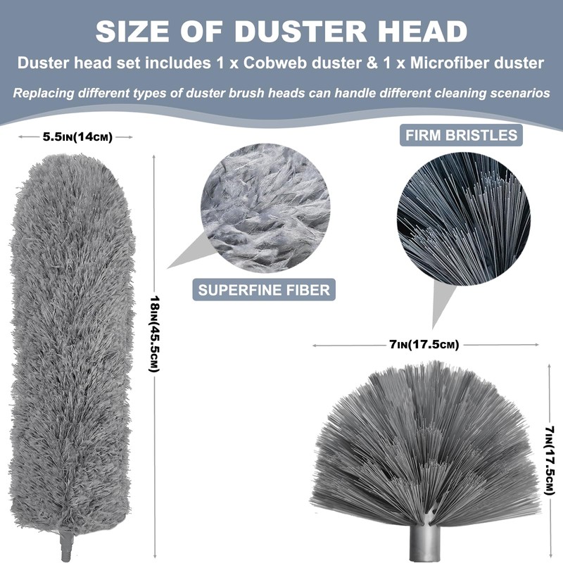100 Inch Cobweb Duster, Spider Web Brush & Microfiber Feather