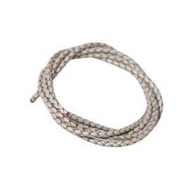 3mm*50cm Braided Leather Cord Round Leather String for DIY Crafts Making, Silver