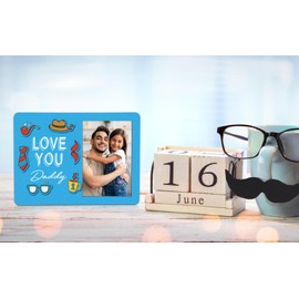 PETCEE Fathers Day Picture Frame 4x6 Love You Daddy Wood Photo Frame Gifts for Dad from Daughter Son Father's Day Husband Gifts from Wife Christmas Birthday Gifts from Daughter Son