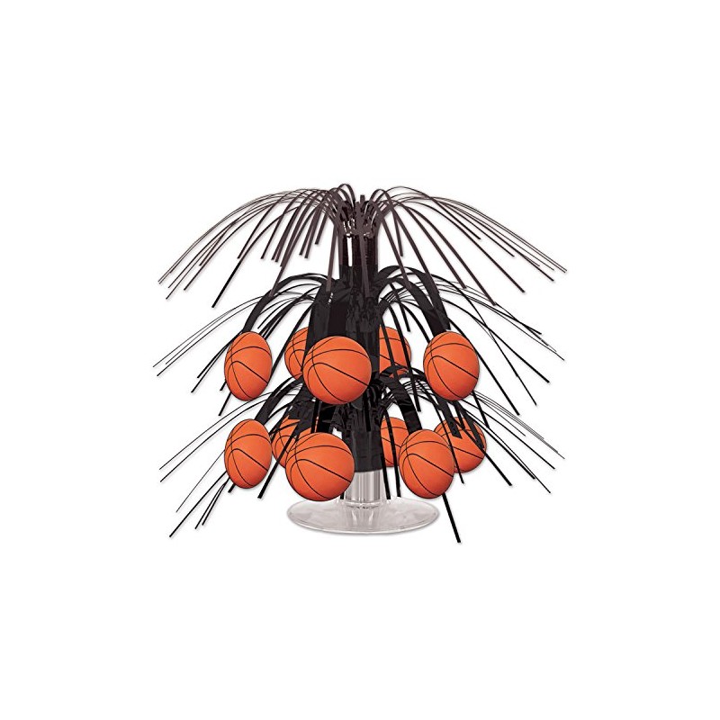 Beistle Basketball Mini Cascade Centerpiece, 7 1/2-Inch, Black/Brown