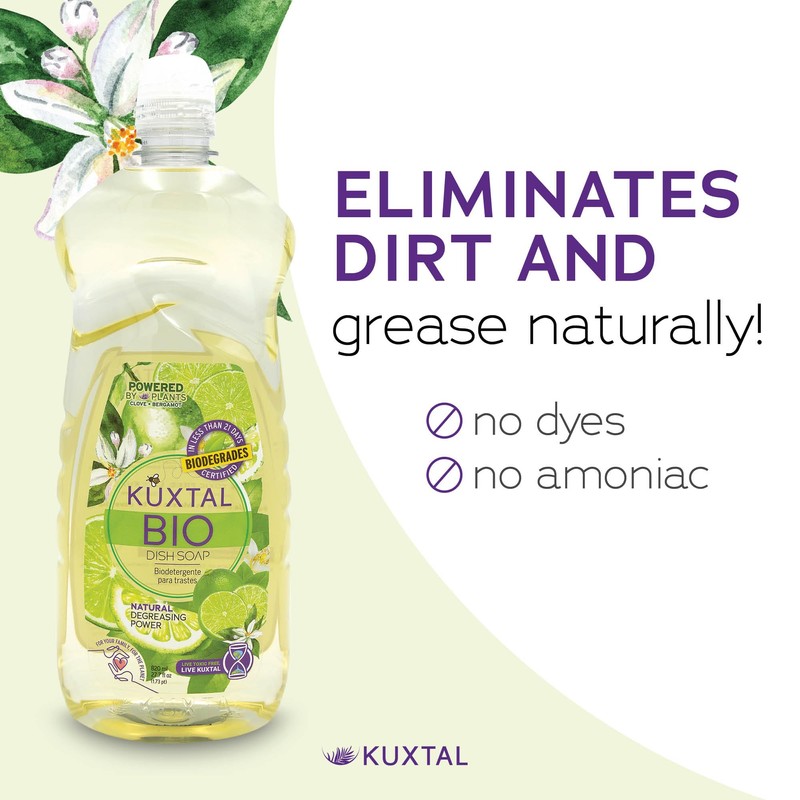 KUXTAL Dish Soap Liquid 3 Pack | Biodegradable & Eco-Friendly