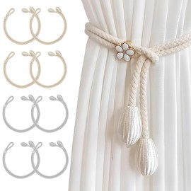 EnixwH Pack of 8 Braided Curtain Tiebacks, Curtain Holdbacks for Curtains, Tiebacks for Curtains, Curtain Rope Buckle Curtain Accessories for Living Room, Bedroom, Dining Room, Offices