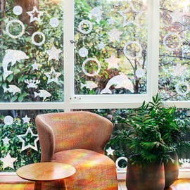 CottonColors Window Sticker Rainbow Decorative Window Clings 3D Window Decals Static Vinyl Anti Collision for Bird Strikes 37 PCS