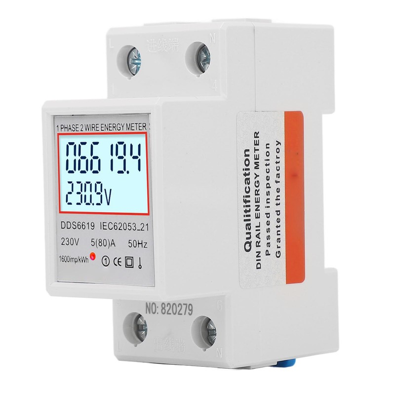 LCD Digital Electricity Meter Single Phase 2 Pin DIN Rail