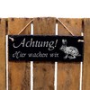 Slate Door Sign with German Text "Achtung ! Hier wachen