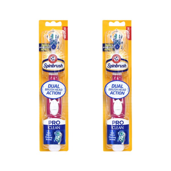 ARM & HAMMER Spinbrush Pro Series Daily Clean Powered Toothbrush Medium - Color Vary (Pack of 2)