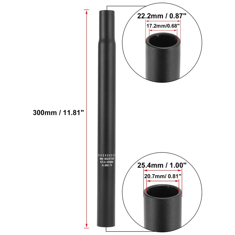 X AUTOHAUX 25.4x300mm Bicycle Seat Post Aluminum Alloy without Scale