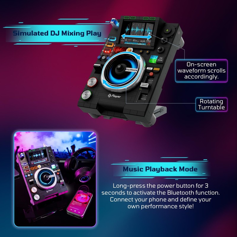 PANTASY DJ Turntable Building Set with Bluetooth Music Playback