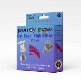 Purrdy Paws 6 Month Supply Soft Nail Caps for Cats Royal Pink Glitter Small - Extra Adhesives