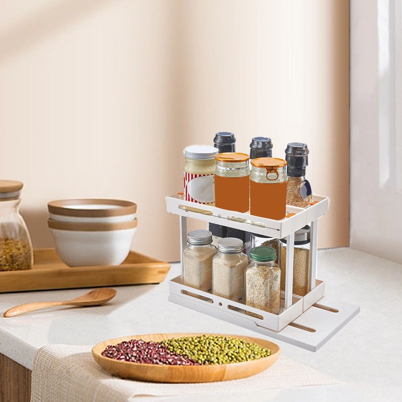 Pull Rotate Spice Rack Multifunctional Large Capacity Durable Stable 2