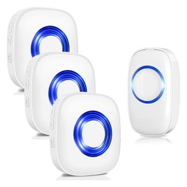 Wireless Doorbell, PHSYEN Plug in Waterproof Cordless Doorbell Kit with 1000FT Long Range, 3 Receivers + 1 Push Button, 58 Chimes & 5 Level Volume & LED Flash, Easy Install at Home, School & Office