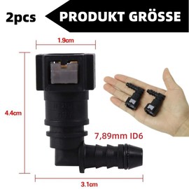 Voarge 2 Stück Kraftstoffleitung Verbinder Schlauchkupplung, 90 Grad Schnellverbinder,Auto Kraftstoffleitungsschlauch, Plastik Verbinder 7.89mm ID6