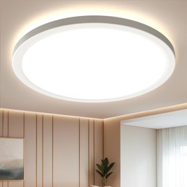EASY EAGLE LED Ceiling Light, Flat, Round Ceiling Light, 4000 K, IP44 Modern Bathroom Lamp for Hallway, Bedroom, Balcony, Basement, Diameter 218, 1800 lm, 18 W