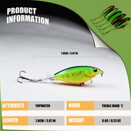 EXAURAFELIS 5pcsTopwater Fishing Lures with Propeller Tail Pencil Floating Lure Plopper Fishing Lures Whopper Floating Lure for Catfish Pike Perch