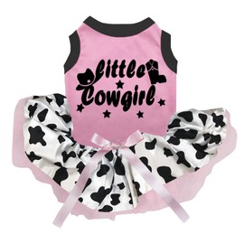Petitebelle Little Cowgirl Boot & Hat Puppy Dog Dress (Pink/Cow, Medium)