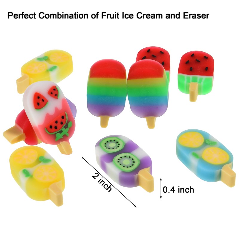 DOMG 16 Pcs Cute Fruit Shaped Ice Cream Erasers for