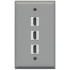 RiteAV - 3 Port HDMI Wall Plate - Gray