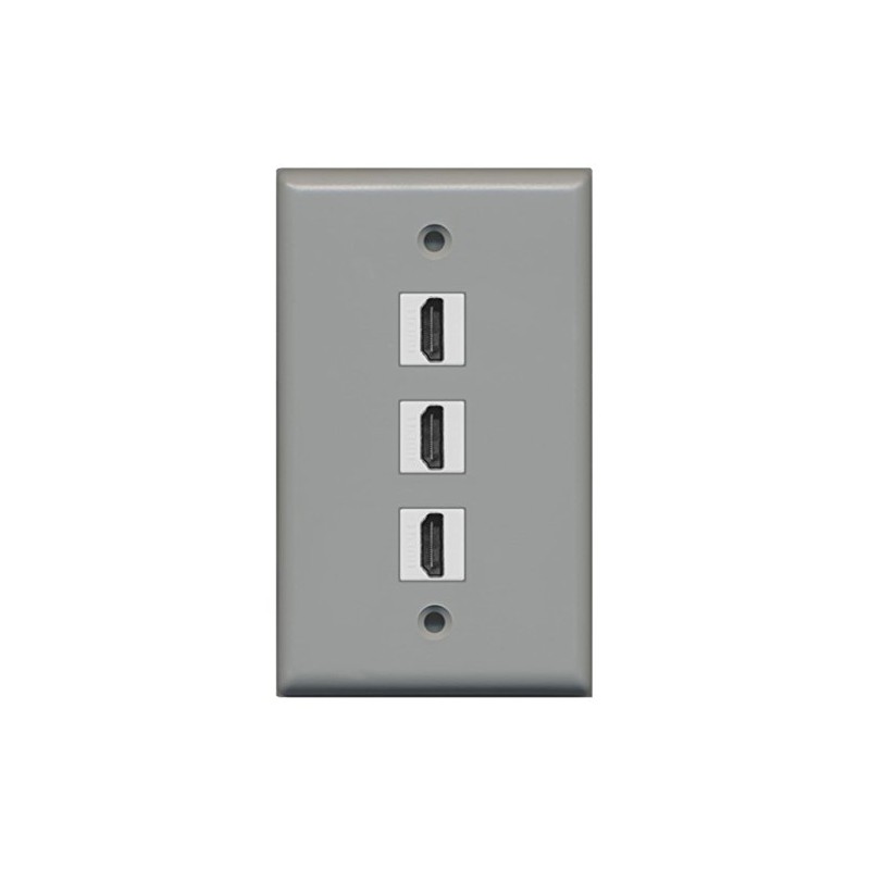 RiteAV - 3 Port HDMI Wall Plate - Gray