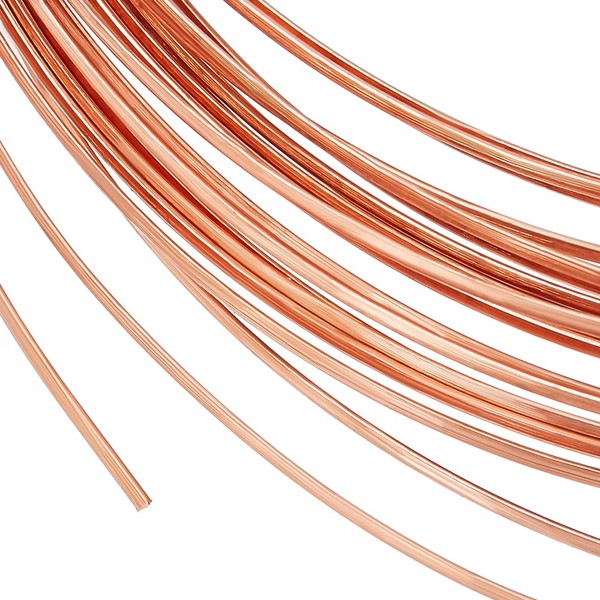 BENECREAT 19.6 Feet 22 Gauge Half Round Copper Wire, 1.6mm Wide Bare Copper Beading Wire Jewelery Making Wire for Earring Necklace Jewelry Making, Crafts Making Supplies