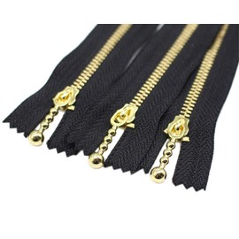 YaHoGa 10PCS 16 Inch #3 Gold Metal Zippers Close End Golden Metal Zippers for Sewing Purse Bags Crafts Jackets Dresses Coats (Gold)