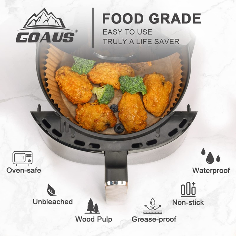 GOAUS Air Fryer 150 Pcs Round Paper Liners Disposable Large