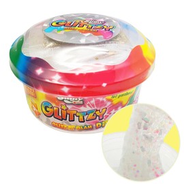 Slimy Glittzy DIY Original Slime Play Clay for Children, the Glitteriest Slime of All Time to Mix Yourself, Elastic Play Clay (Toy from 3 Years), Colour: White