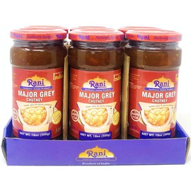 Rani Major Grey Mango Chutney (Indian Preserve) 18oz (1.1lbs) 500g Glass Jar, Ready to eat, Vegan, Pack of 5+1 FREE ~ Gluten Free, All Natural, NON-GMO