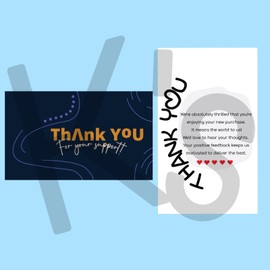 K’s 50 Thank You For Your Order Cards for Small Business - High Quality - White/Blue