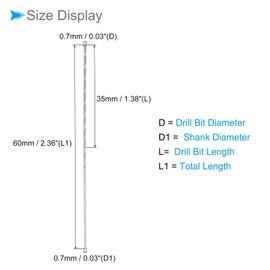 CoCud Mini Twist Drill Bit 0.7mm Drill Diameter 60mm Total Length High Speed Steel Twist Drill Bit for Metal Plastic Wood 5 Pcs