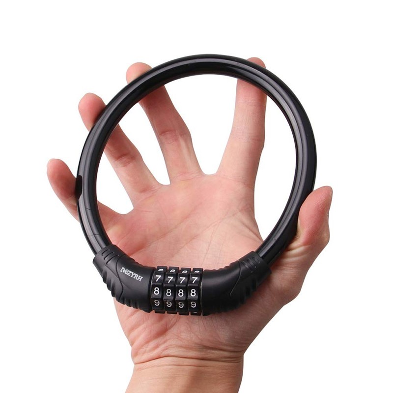 VOANZO 2pcs Bicycle Lock Cable, 4-Digit Number Resettable Combination Bike