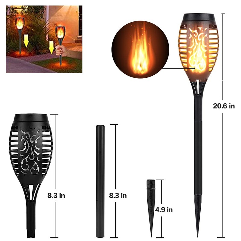 Solar Torch Light with Flickering Flame, 6 Pack Torches Solar