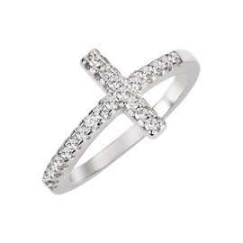 CloseoutWarehouse Cubic Zirconia Christian Sideway Cross Ring Sterling Silver Size 12