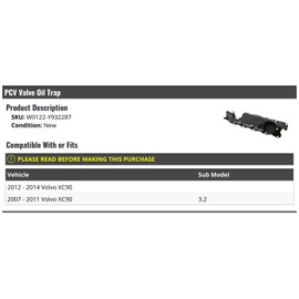 PCV Valve Oil Trap - Compatible with 2007-2014 Volvo XC90 3.2