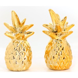 Dawbun Gold Small Animal Statue Pineapple Statue Decor Modern Style Ceramic Pineapple Figurine Statues for Home Decor Accents Living Room Office Table Bookshelf Desk Bedroom Decorative Objects