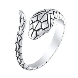 Kuzzoi 0609672622 Men's Ring Band Ring in Unique Snake Design 925 Sterling Silver Open Silver Ring for Men Ring Size 60 - 66
