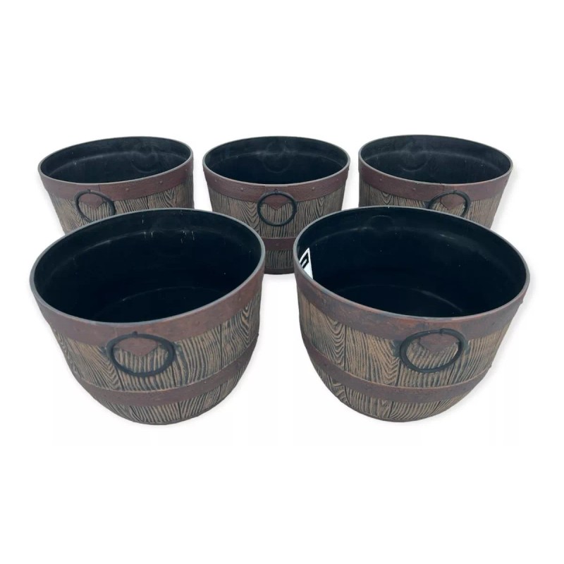 Woodford Barrel Macetas Estilo Barril Paquete 5 Piezas Para Jardin