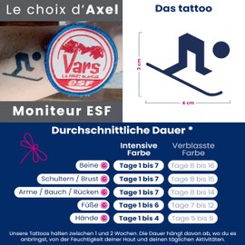 Tattwo.me 2 Week Waterproof Temporary Plant Tattoos - Skiers in Equipment - EU Compliance - Vegetable Ink - Tattoo Pad Size: 5 x 5cm (P0153)