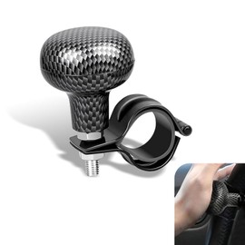 Shakas Steering Wheel Power Ball, Adjustable One-hand Operation Effort-saving Steering Wheel Booster, Carbon Fiber Trim Screw-fix Suicide Knob, for Most Cars Trucks Tractors Forklifts (Black)