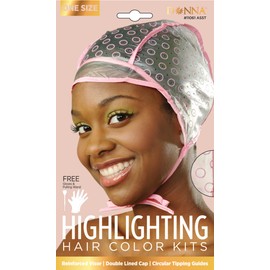 DONNA Frosting Tipping Cap, Hair Coloring Kit with Crochet Hook & Gloves, 1pc Sky Blue Color