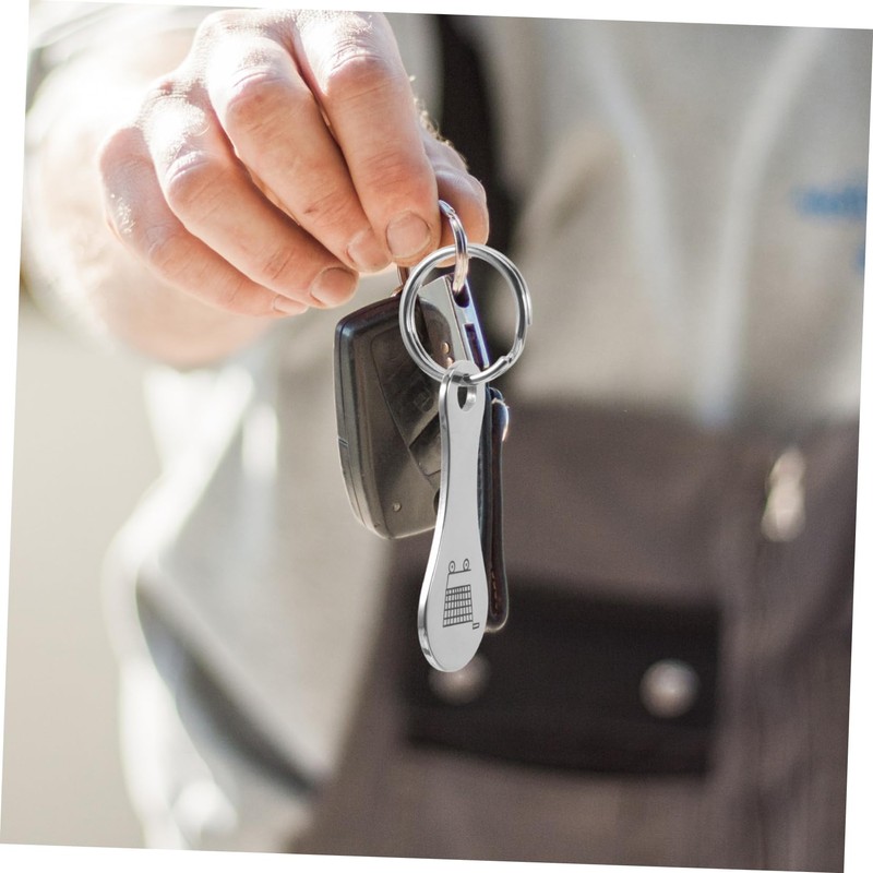 Parliky 5pcs Stainless Steel Shopping Cart Token Key Ring Shoe