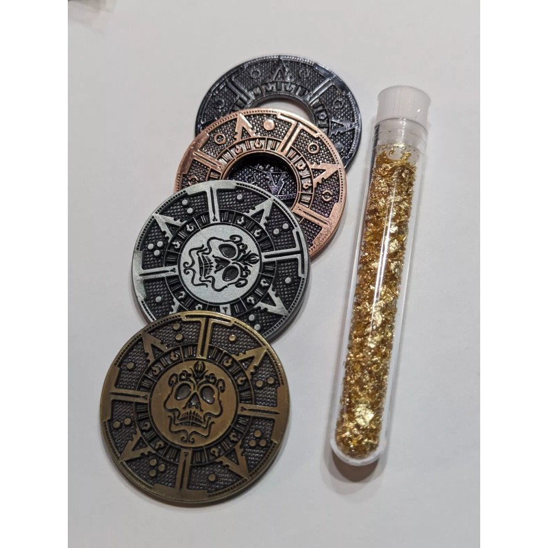 4 PIRATES GOLD METAL POKER CHIPS NEW SILVER GOLD COPPER
