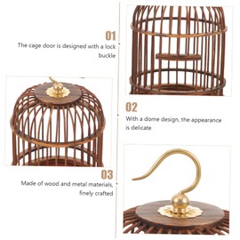 MERRYHAPY Pet Cage Wooden Nesting Habitat Hamster Habitat Hanging Cage Vintage Bird Cage Hanging Reptile Habitat Birthday Decoration for Girl Decorative Bird Cage Metal Small Transport Cage