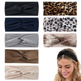 Risipu 8 Stück Haarband Damen，Elastischer Antirutsch haarbänder,Weiches Breit Headband，Modisches Stirnband Damen Sport für Yoga, Laufen, Sport, Fitness, Waschen