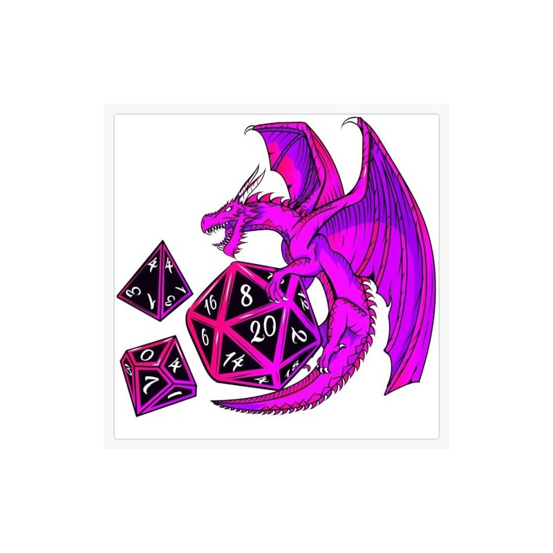 Pink Dice Dragon - d20 d10 d4 Bumper Sticker Window