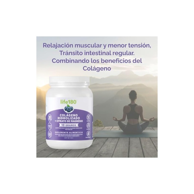 Life180 Dúo Colágeno Hidrolizado Citrato de Magnesio Sabor Uva Pack