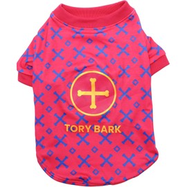 Dog T-Shirt Tee Clothes Vest Lightweight Stretchy Soft Cool Breathable Puppy (Pink Tory Bark, Large)