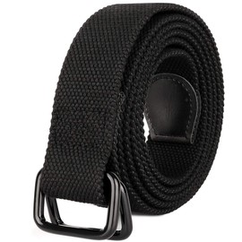 Drizzte 63'' Plus Size Long Double Ring Big Mens Canvas Fabric Cloth Belts Black