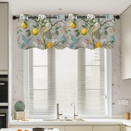 WINTYE 2Pack Short Valance Curtains Lemon Tree Hummingbird Kitchen Curtains Valances for Windows Bedroom LivingRoom Plant Vintage Decor Grommet Blackout Window Treatment Valances 52" W X 18" L